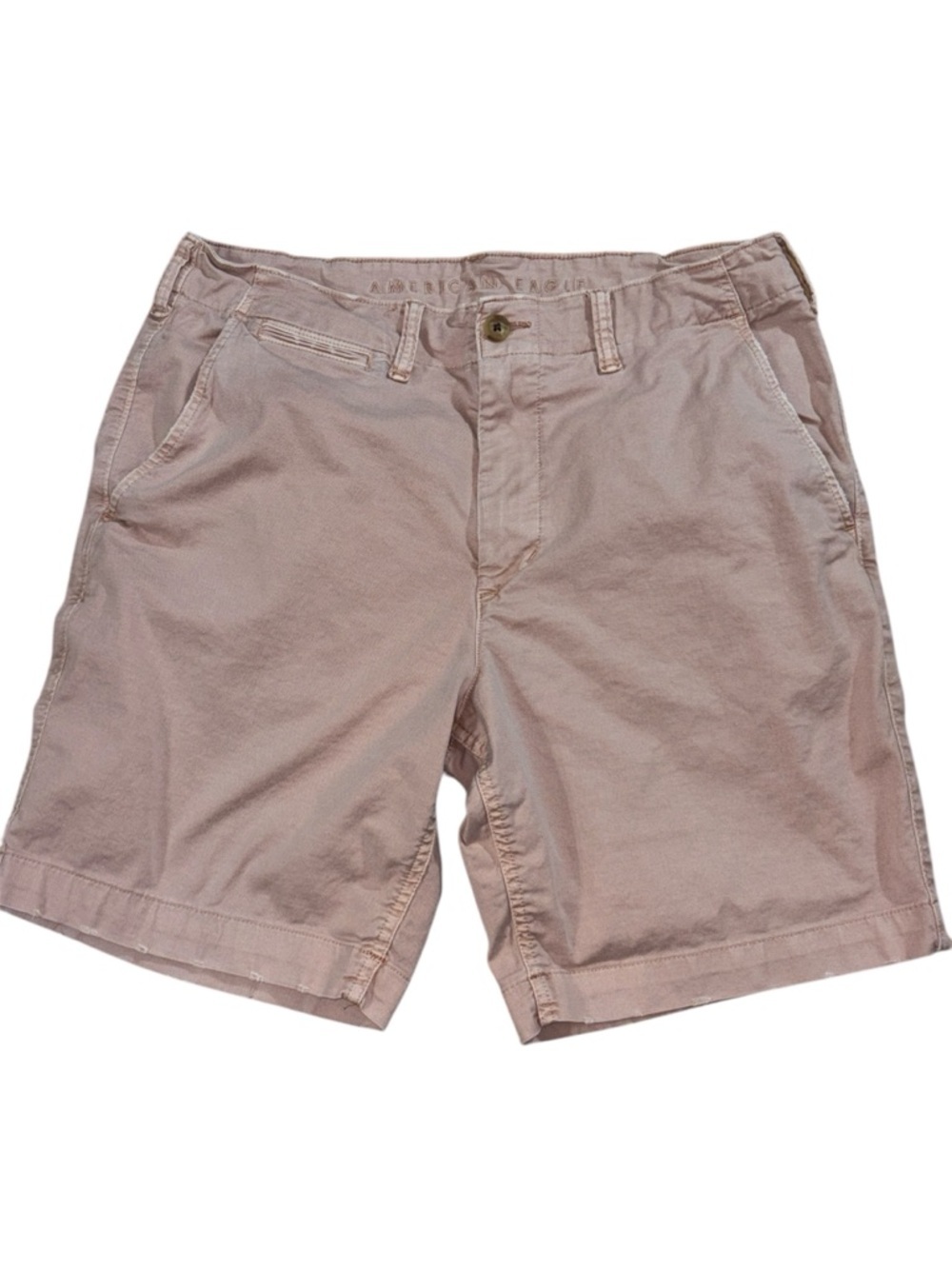 American Eagle Outfitters Men’s Flat Front Shorts, Mauve, distressed, 36